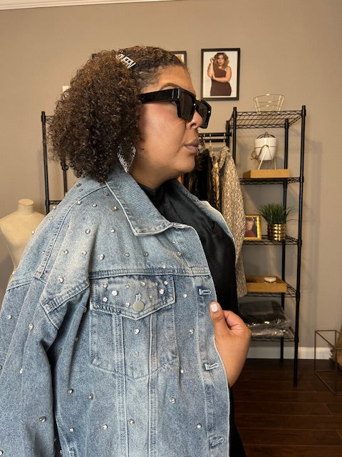 Oversized Bedazzled Denim Jacket image 5